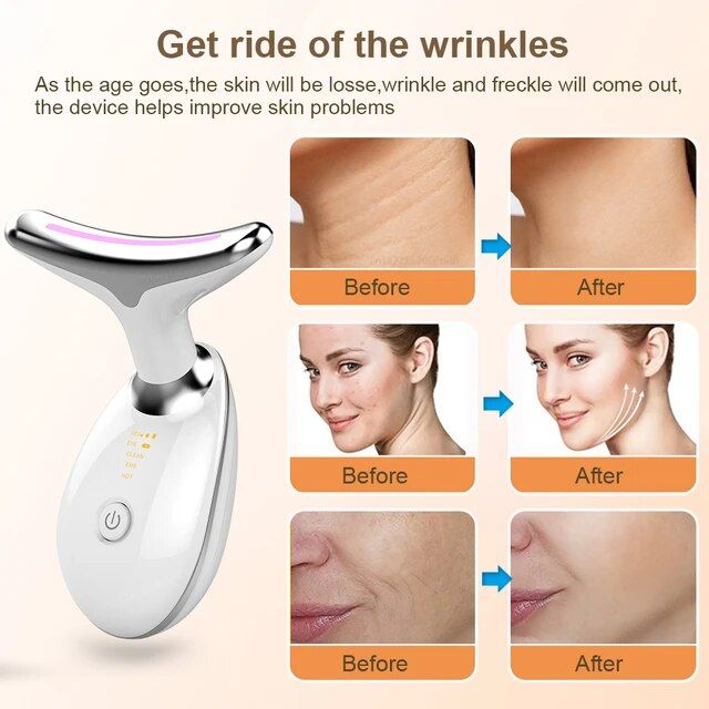 3-in-1 LED Face & Neck Massager with Red, Blue & Green Light Therapy – Skin Firming & Anti-Aging Device