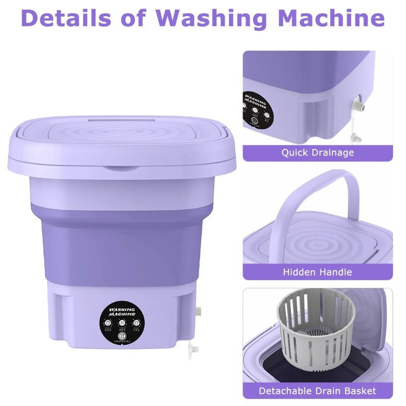 Portable Foldable Mini Washing Machine | Heat Temperature Control for Underwear & Baby Clothes