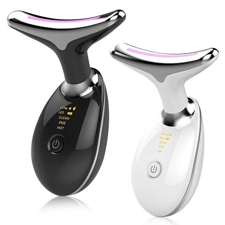 3-in-1 LED Face & Neck Massager with Red, Blue & Green Light Therapy – Skin Firming & Anti-Aging Device